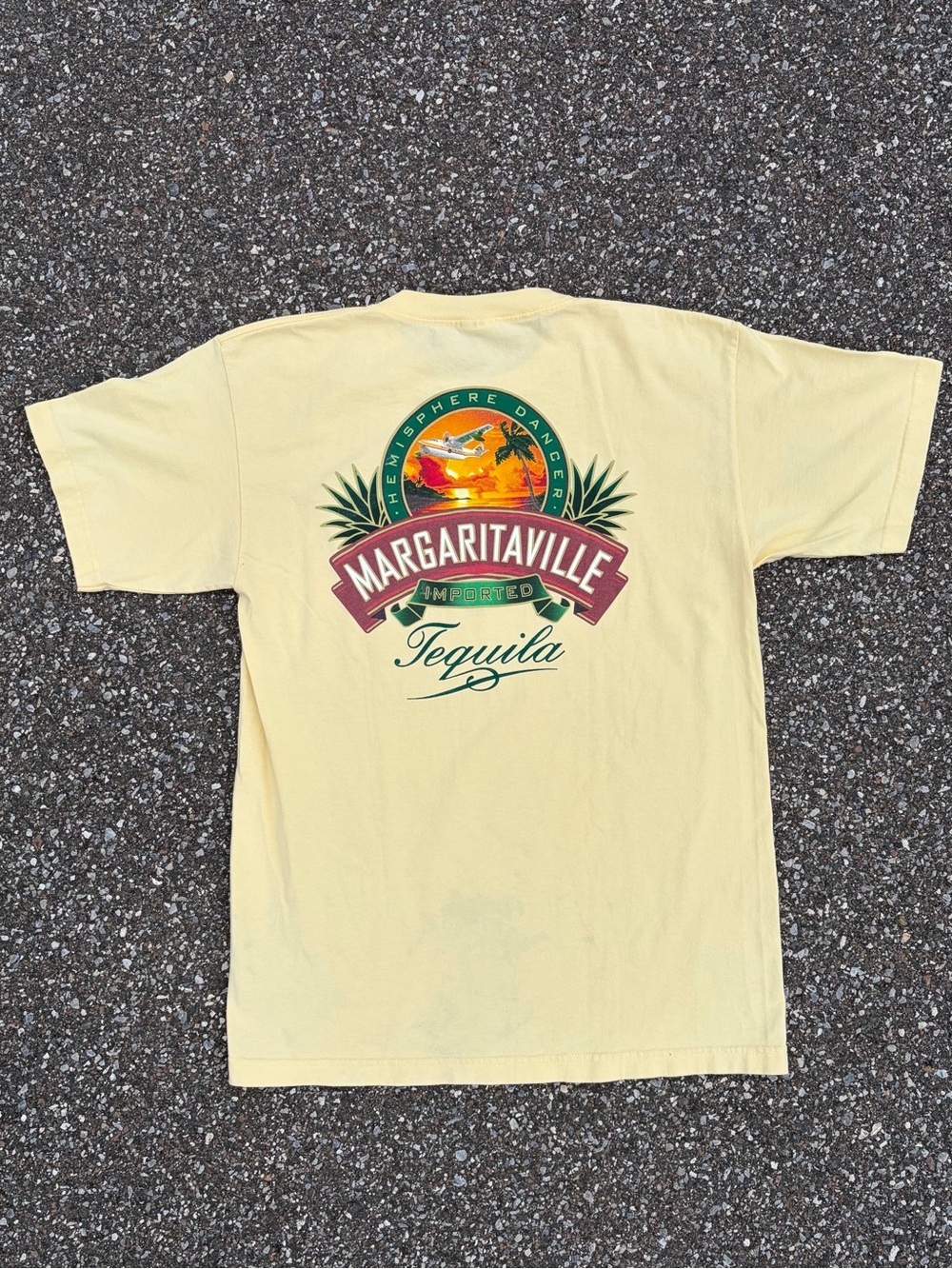 Vintage Margaritaville Yellow Tequila Logo Short Sleeve Shirt - Men